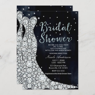 Invitation Diamond Mariage Dress Fête de l'mariée bleue moder