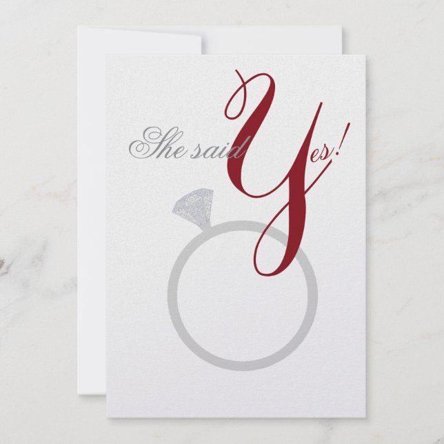 Invitation Diamond Ring Elle A Dit Oui Silver & Burgundy Part (Devant)