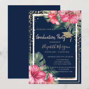 Invitation Diamonds Grad Casquette Hibiscus Marine Blue Gradu