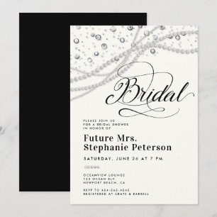 Invitation Diamonds Pearls Black White Chic Mme Fête des mari