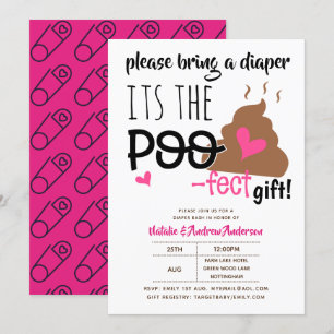 Invitation DIAPER BASH - Drôle Poop POOFECT Baby shower Emoji