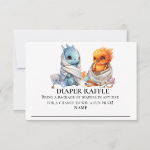 Invitation Diaper Raffle Dragon Phoenix Twins Baby shower