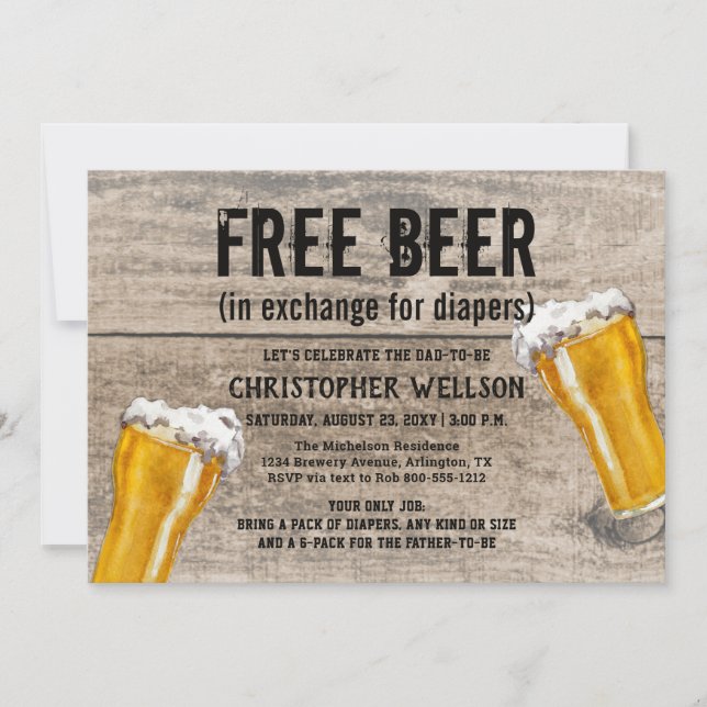 Invitation Diaporama & Beer Papa Baby shower Party (Devant)