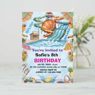 Invitation Diapositive d'eau modifiable Fête d'anniversaire P
