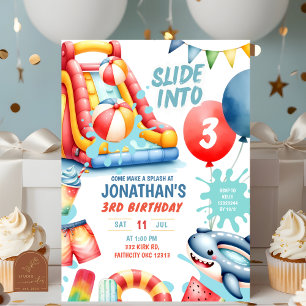 Invitation Diapositive en fête d'anniversaire de trois billar