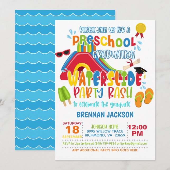 Invitation Diapositive préscolaire - Garçon (Devant / Derrière)