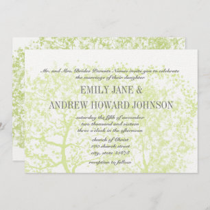 Invitation Die Cut Grey and Green Tree Mariages Personnalisé