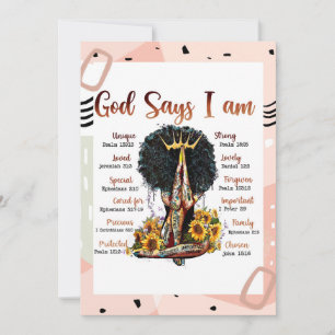 Invitation Dieu dit que je suis Black Christian Femmes Melani