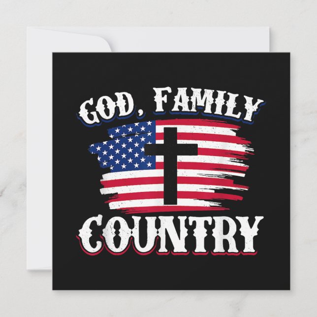 Invitation Dieu Famille Pays American Drapeau Croix Christian (Devant)