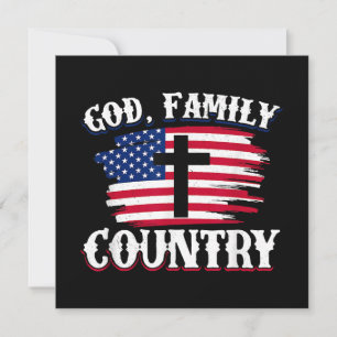 Invitation Dieu Famille Pays American Drapeau Croix Christian