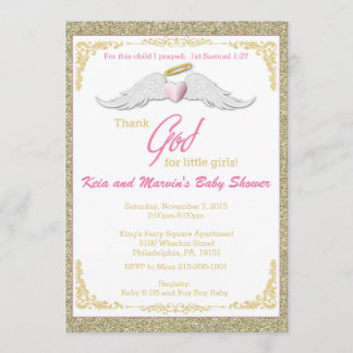 Invitation Dieu merci pour le Baby shower Little Angels