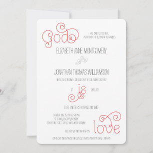 Invitation Dieu rouge et blanc est Amour Mariage chrétien