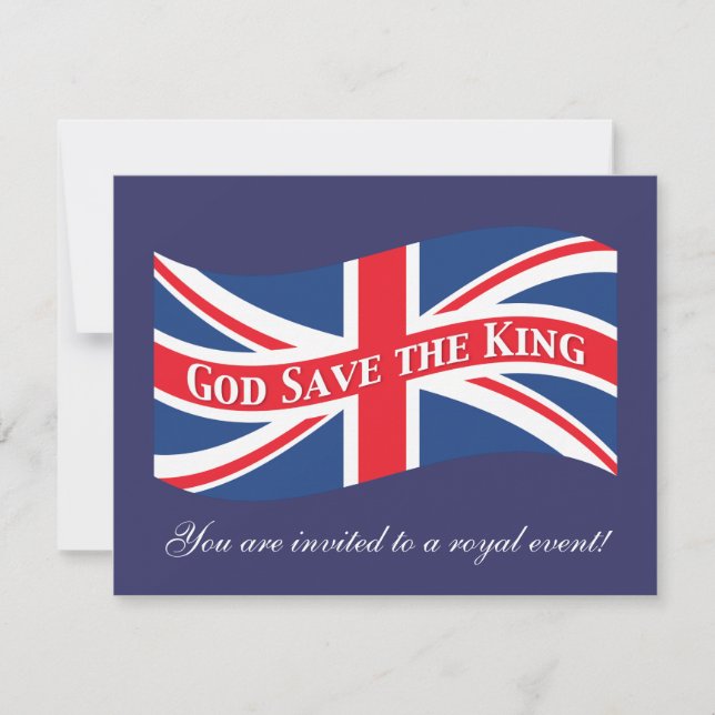Invitation Dieu sauve le roi avec Union Jack (Devant)