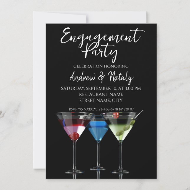 Invitation Différents cocktails dans des lunettes à martini n (Devant)