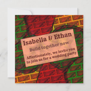Invitation Différents montages d'images, brique, rouge, vert,