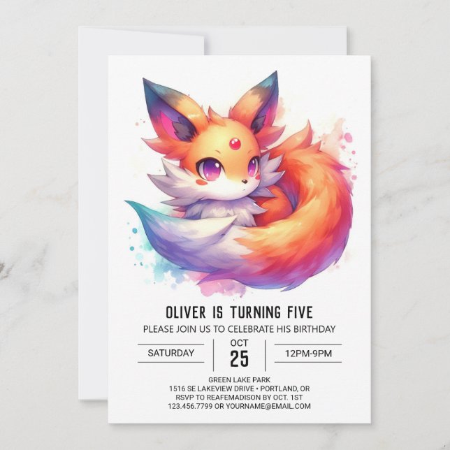 Invitation Digital Chic Fox Anniversaire (Devant)