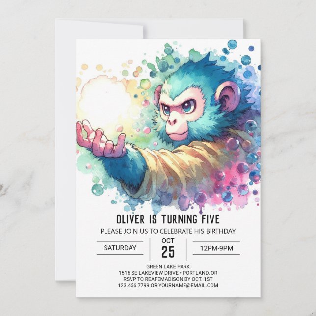 Invitation Digital Chic Singe Anniversaire (Devant)