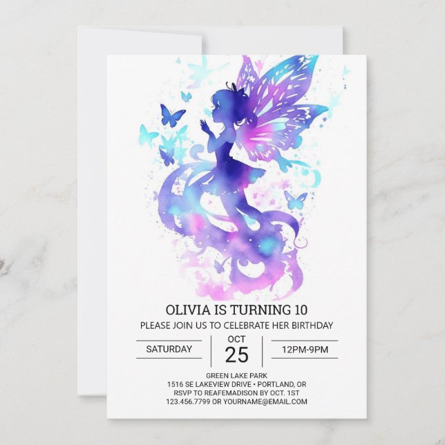 Invitation Digital Fairy Garden Anniversaire Magie (Devant)
