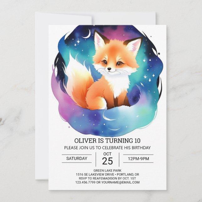 Invitation Digital Fox Adventure fête d'anniversaire (Devant)