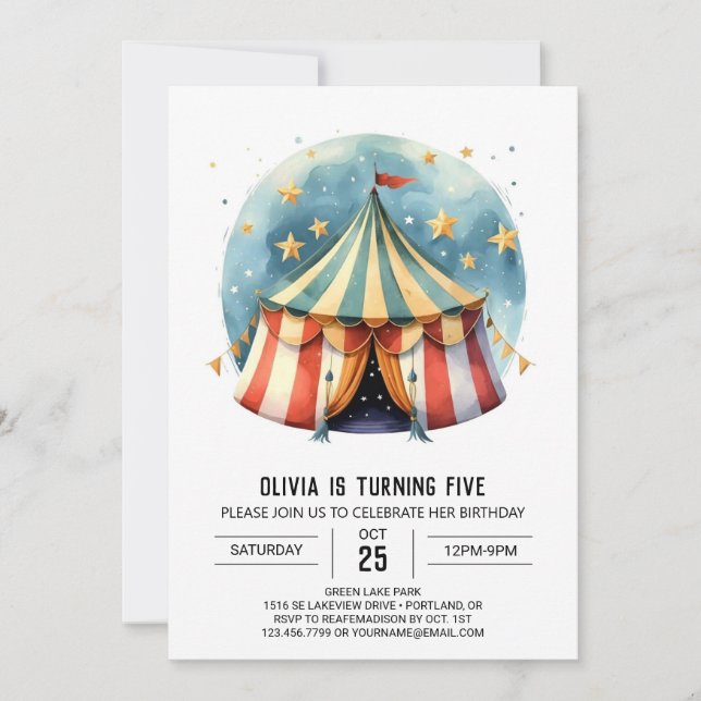 Invitation Digital Happy Celebration Circus Anniversaire (Devant)
