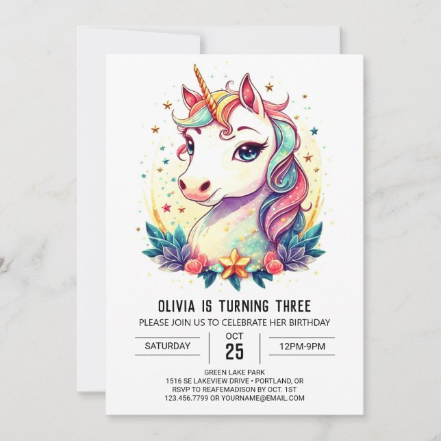 Invitation Digital Unicorn Birthday Bliss (Devant)