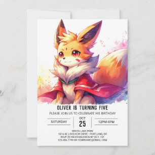 Invitation Digital Whimsical Fox Anniversaire