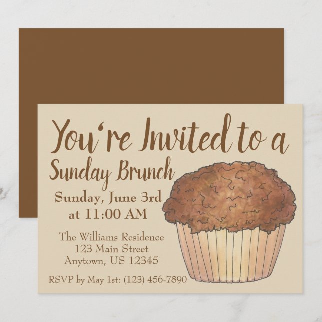 Invitation Dimanche Petit-déjeuner Brunch Streusel Crumb Muff (Devant / Derrière)