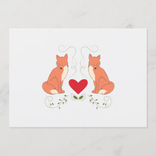 Invitation d'impression personnalisée Fox & Hearts
