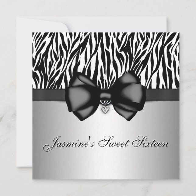 Invitation d'impression Zebra bitumineux [Argent] (Devant)