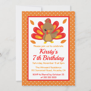 Invitation Dinde amusante Anniversaire de Thanksgiving