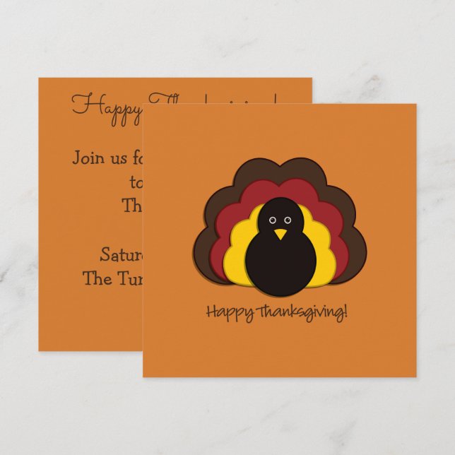 Invitation Dinde de Thanksgiving (Devant / Derrière)