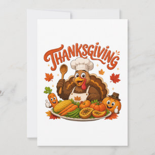 Invitation Dinde drôle de chef de Thanksgiving