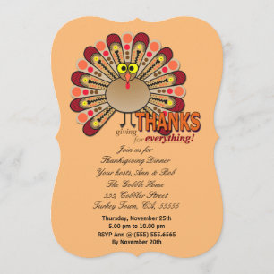 Invitation Dinde goggly observée de thanksgiving