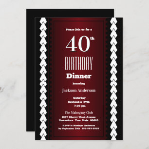 Invitation Dîner 40e anniversaire en Bourgogne moderne