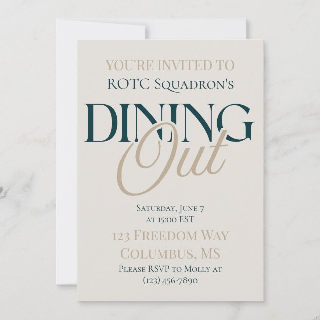 Invitation Dîner à l'extérieur - Militaire moderne de Serif (Devant)