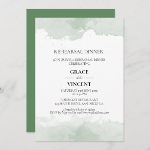 Invitation Dîner Abstrait de répétition d'aquarelle verte