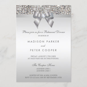 Invitation Dîner argenté de répétition d'arc de paillettes de