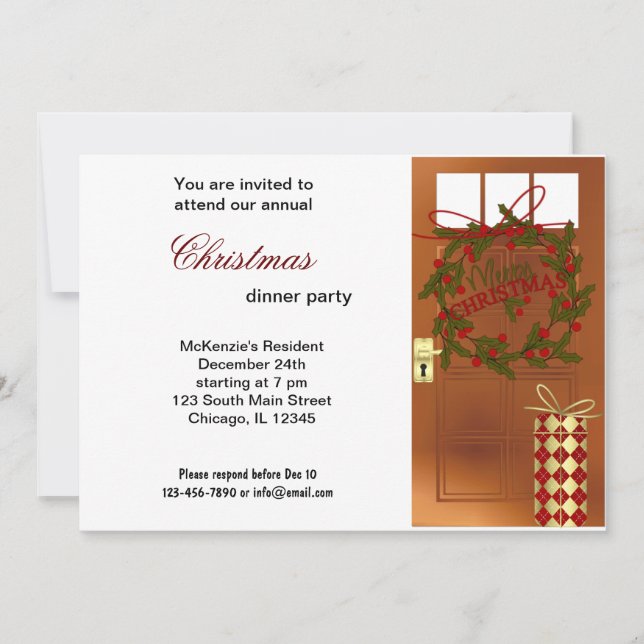 Invitation Dîner Christmas Bells (Devant)