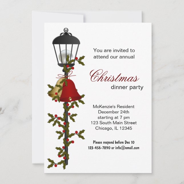 Invitation Dîner Christmas Bells (Devant)