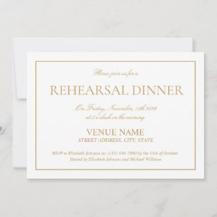 Invitation Dîner classique de répétition de script d'or