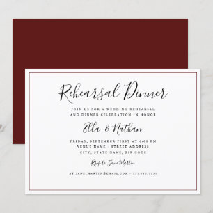 Invitation Dîner classique de répétition Mariage en Bourgogne