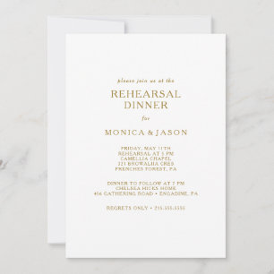 Invitation Dîner classique minimaliste de répétition d'or