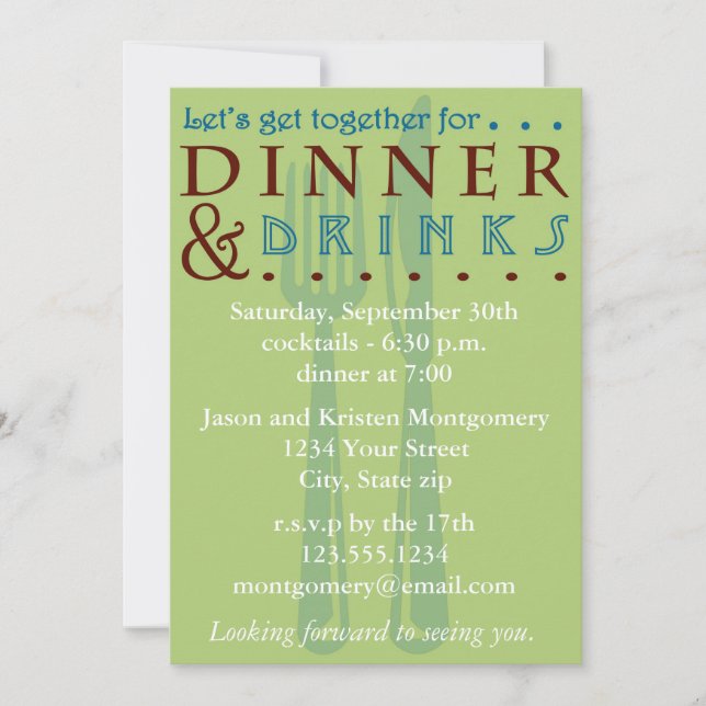 Invitation Dîner contemporain (Devant)
