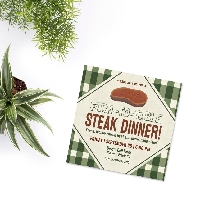 Invitation Dîner convivial de steak de la ferme à la table  (Créateur téléchargé)