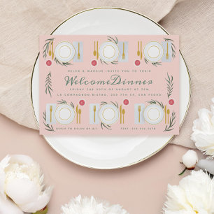Invitation Dîner d'accueil de table illustré