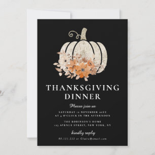 Invitation dîner d'action de grâces à fleurs d'automne