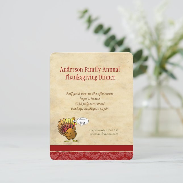 Invitation Dîner d'action de grâces amusant (Debout devant)