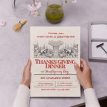 Dîner d'action de grâces rouge et crème Vintage
