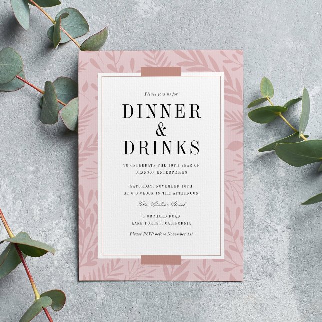 Invitation Dîner d'affaires et boissons - Rose pâle (Créateur téléchargé)