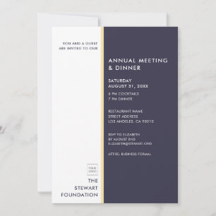 Invitation Dîner d'affaires moderne minimaliste Deep Blue Gol